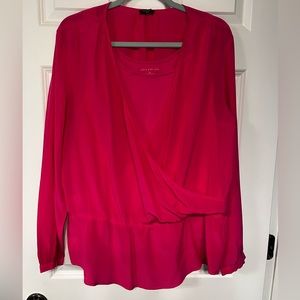 Ann Taylor hot pink silk blouse